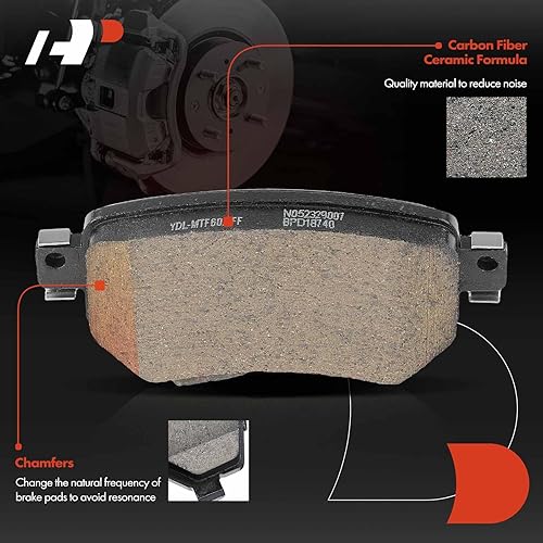 Miniatura 7 de A-Premium Kit de rotores de freno de disco sólido trasero de 10.94 pulgadas (10.945 in) + pastillas de cerámica compatibles con modelos Mazda