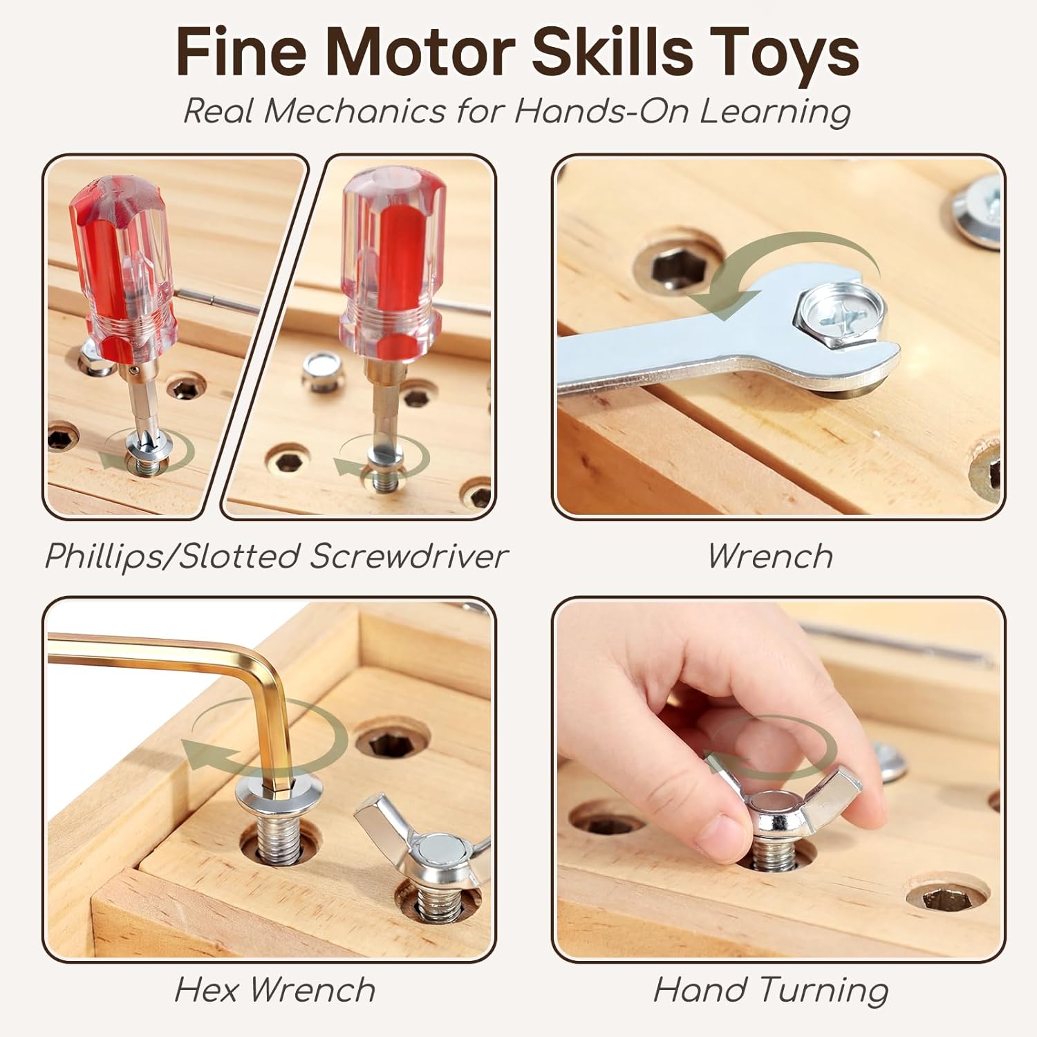 Lehoo Castle Montessori Screwdriver Board Set, Wooden Busy Board with Lock and Key, Kid Tool Set Montessori Toys for Toddlers 3-5, Preschool Learning Fine Motor Skills Toys Sensory Gift