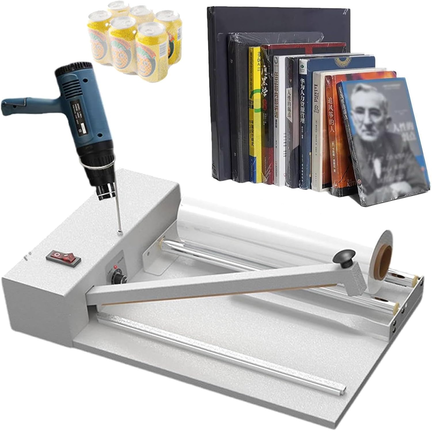 Shrink Wrap Machine, 530W Shrink Wrap Sealer with Adjustable Speed Heat Gun & POF Film, for Food, Daily Chemicals, Hardware, Daily Necessities, Chemical Supplies,60cm