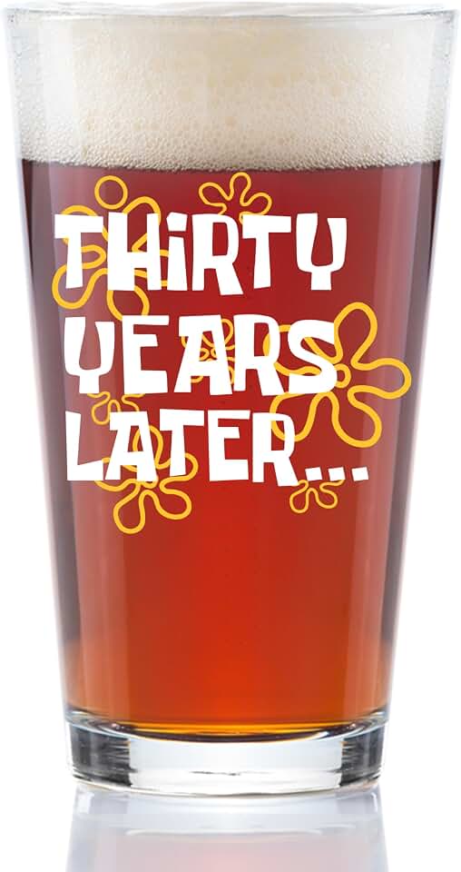 Presentes de aniversário de 30 anos para homens – Copo de cerveja engraçado com design "30 Years Later" – Copo nostálgico de 473 ml – Presente de aposentadoria, decoração de aniversário de 30 anos