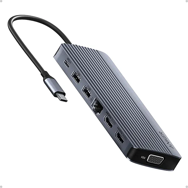 Anker Laptop Docking Station, 14 in 1 USB C Hub, Triple Display with 2 x 4K HDMI, 1080p VGA, 80W Power Delivery, 5Gbps USB-A/C Data Ports for MacBook, Dell XPS and More (Charger not Included)