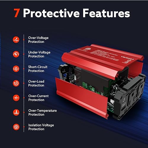 Miniatura 4 de Inversores de corriente de 400 W, inversor de automóvil CC 12V a CA 110V con PD 30W puerto USB C y puerto USB QC de 18 W, adaptador de enchufe de