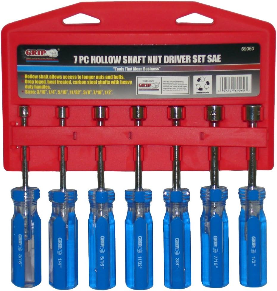 Grip 7 Pc Hollow Shaft Nut Driver Set SAE Tools & Home