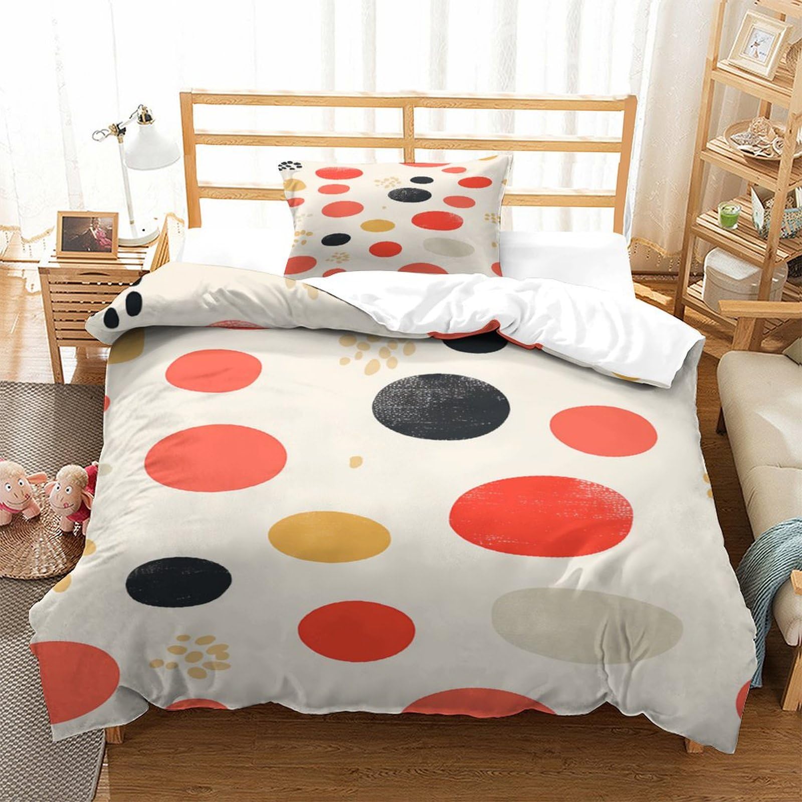 P1S9U7W5Y 3D Printed Polka Dot Microfiber Duvet Cover Set 3pcs Circle Bedding Set Single