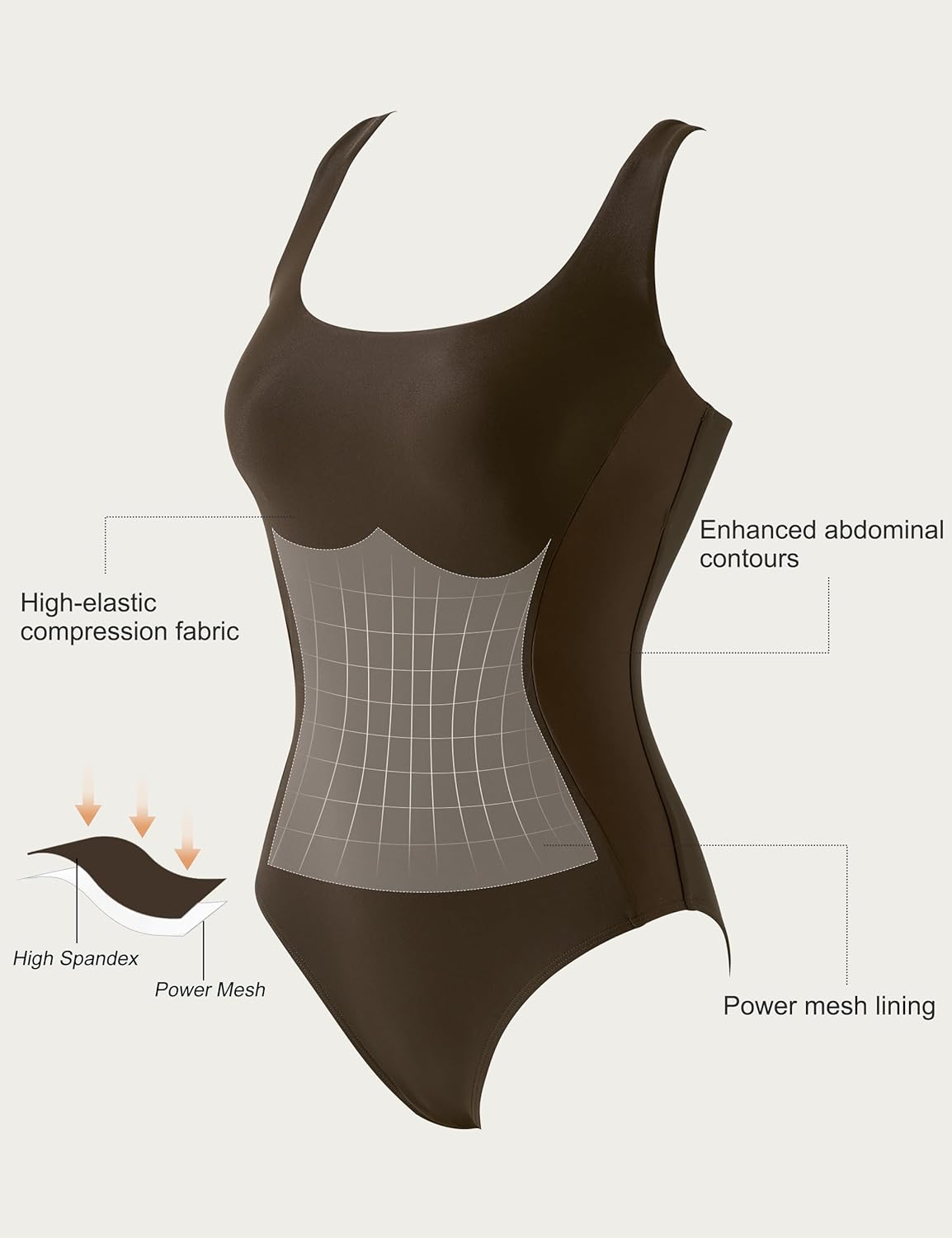 SUUKSESS One Piece Swimsuit for Women Slimming Tummy Control Square Neck Bathing Suit - Image 4
