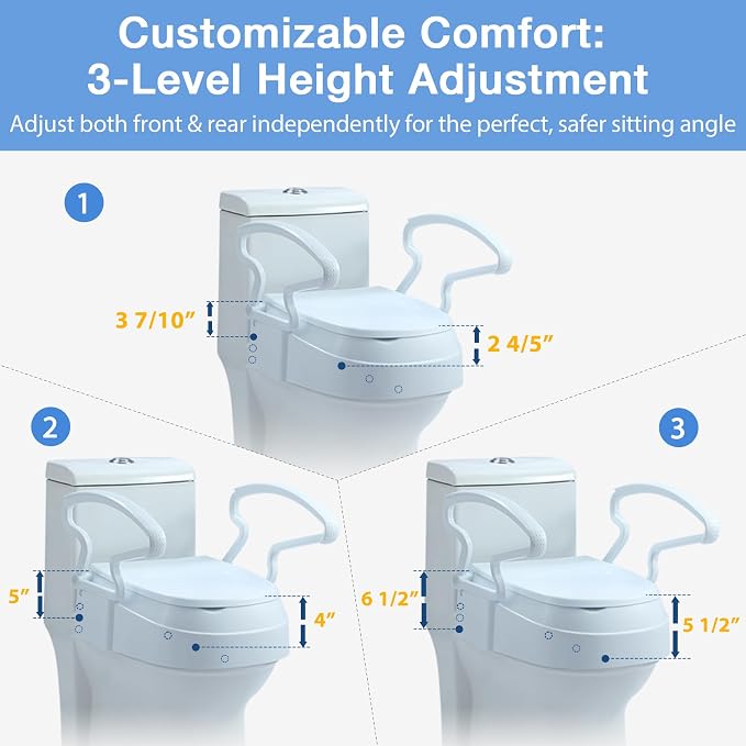 Asiento Elevado para Inodoro con Manijas y 3 Niveles de Altura miniatura 5