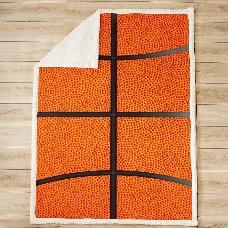 Feelyou バスケットボール フリース スローブランケット 子供 男の子 ティーン オレンジ バスケットボール プリント シェル