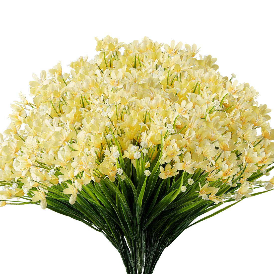 URSTOUD 10 Bundles Artificial Daffodils Flowers, Fake Artificial Greenery UV Resistant No Fade Faux Plastic Flowers for Wedding Bridal Bouquet Outdoor
