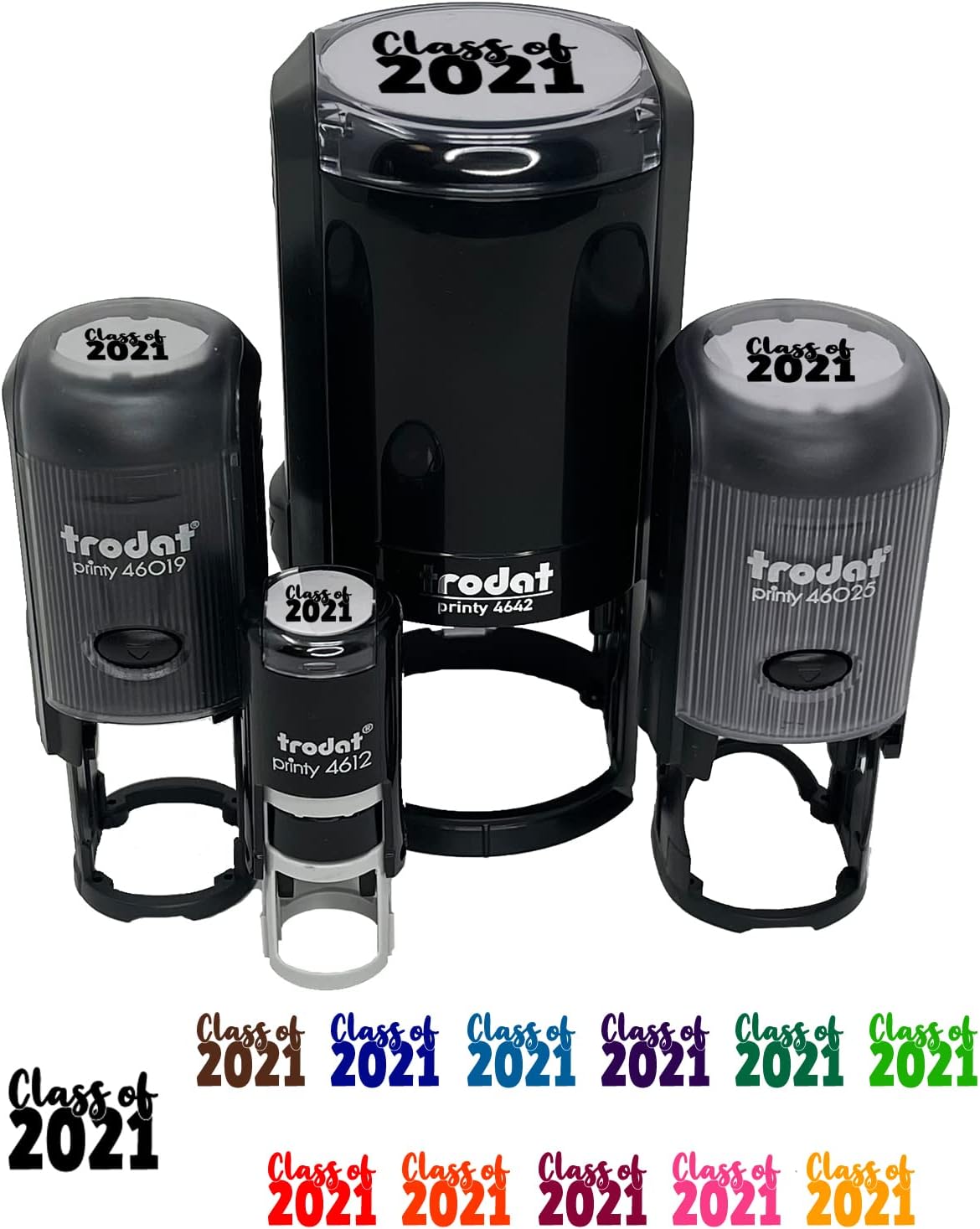 Class of 2021 Graduation Self-Inking Rubber Stamp Ink Stamper for Stamping Crafting Planners - 1-1/2 Inch Large - Red Ink