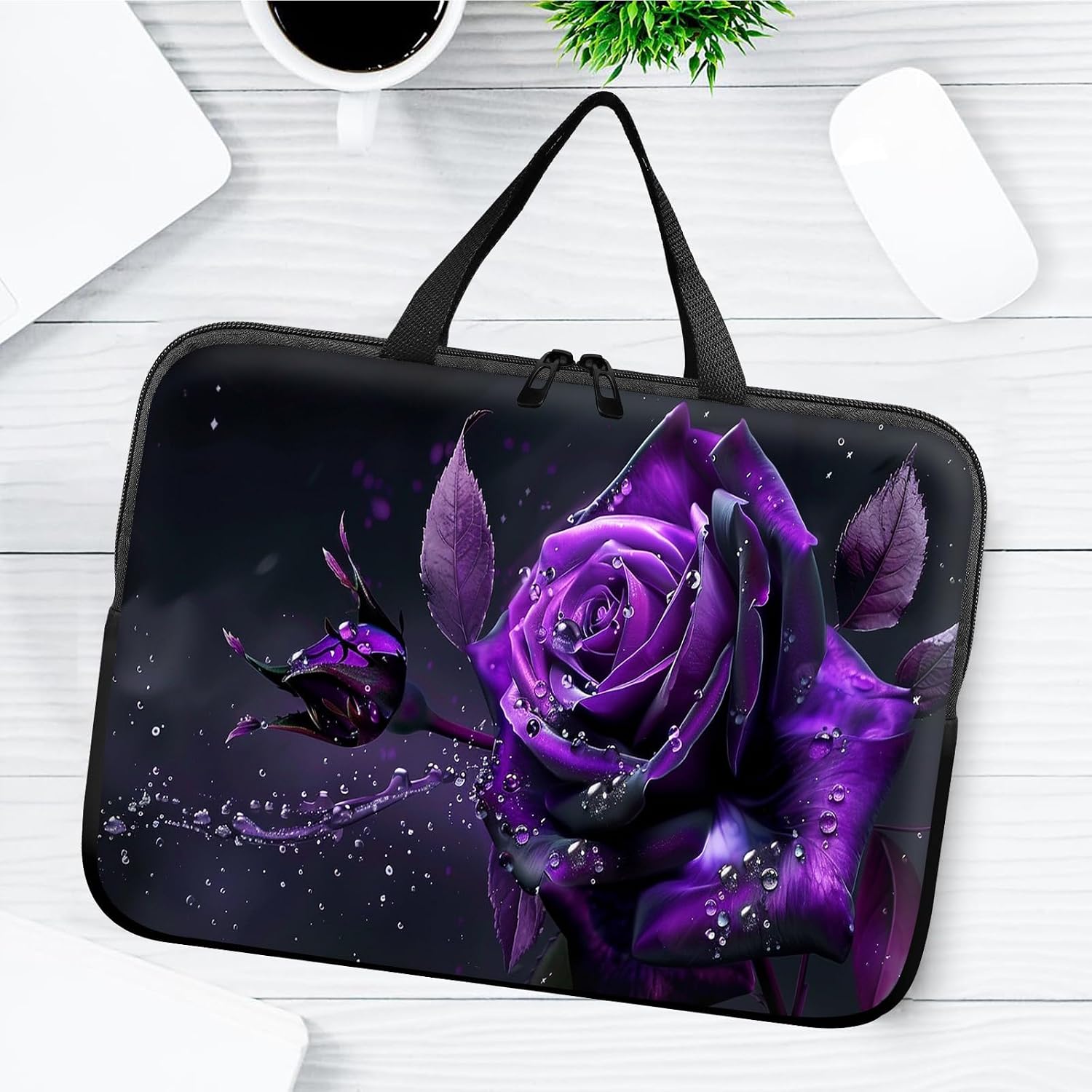 14" 15" Laptop Handle Bag Computer Bag,14.2" 15.4 inch Pouch Holder Notebook Sleeve Cover Compatible for Dell,Lenovo,Toshiba HP, Asus Notebook Messenger Briefcase-Purple Rose