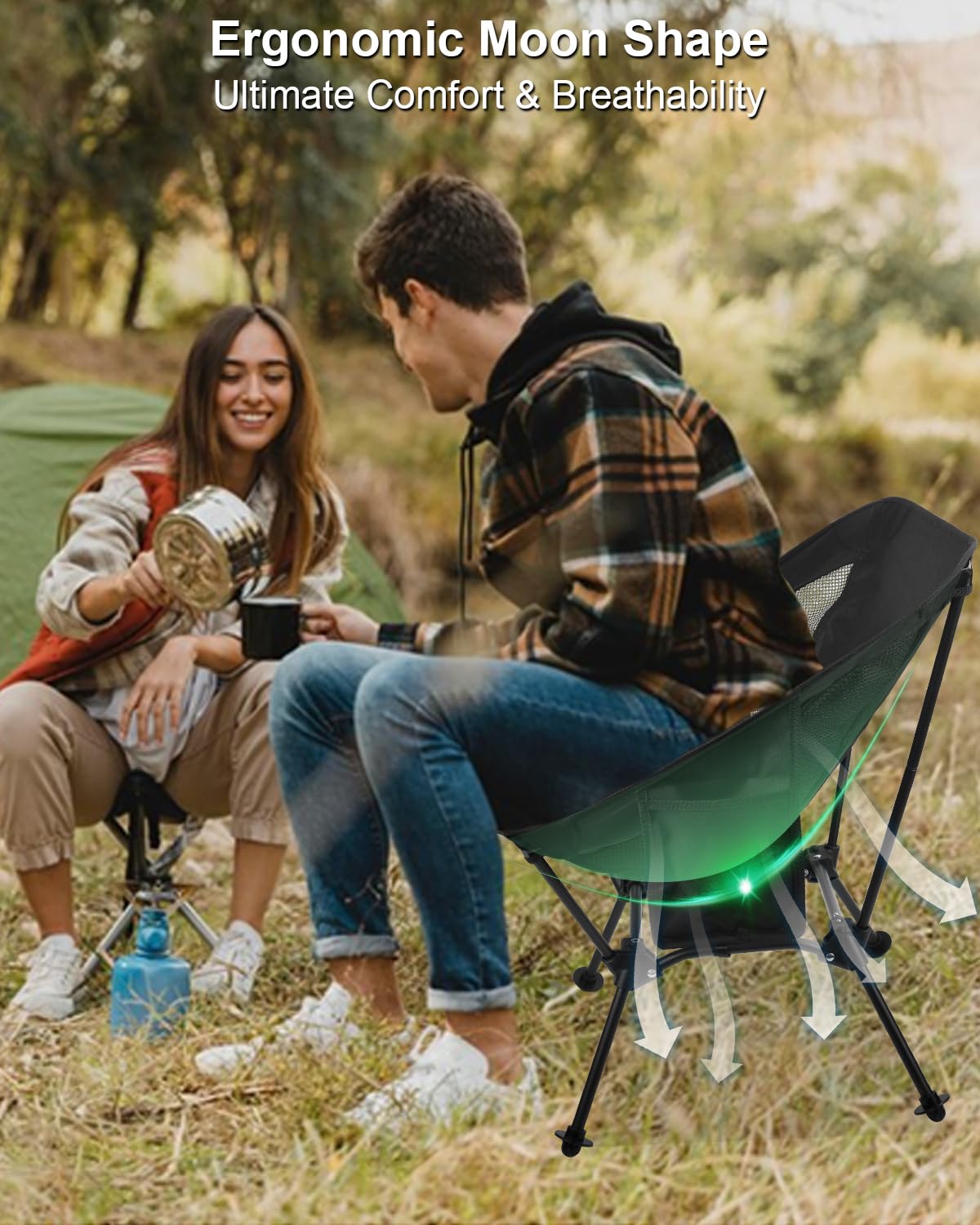 Amazon.com: Audoyon Folding Camping Chairs, Adjustable Backpacking 
