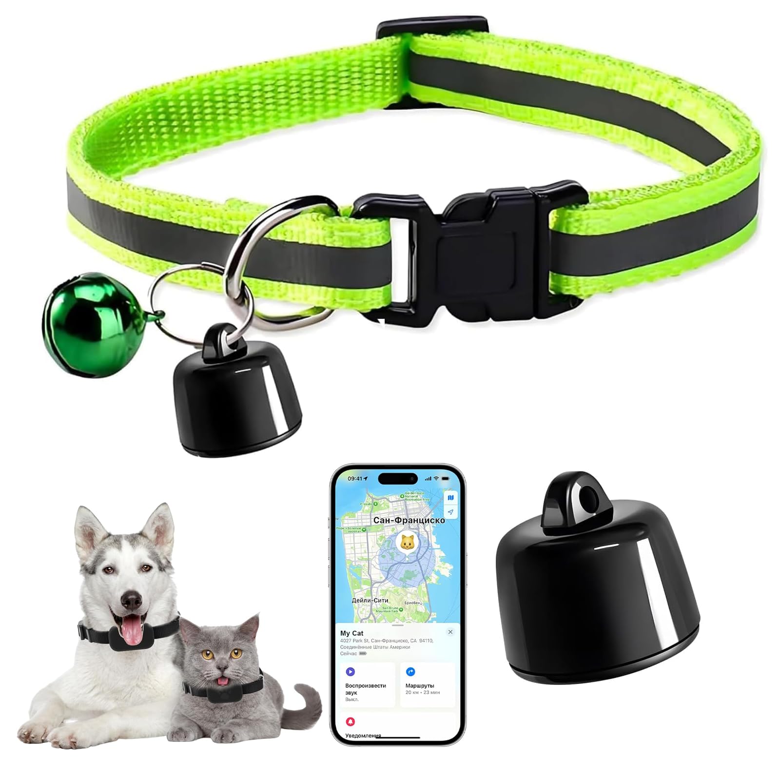 Collare GPS per Gatto, Localizzatore Senza Abbonamento, Tracciamento in Tempo Reale, Compatibile con iOS/Android, Impermeabile, Batteria a Lunga Durata – Nero (D)