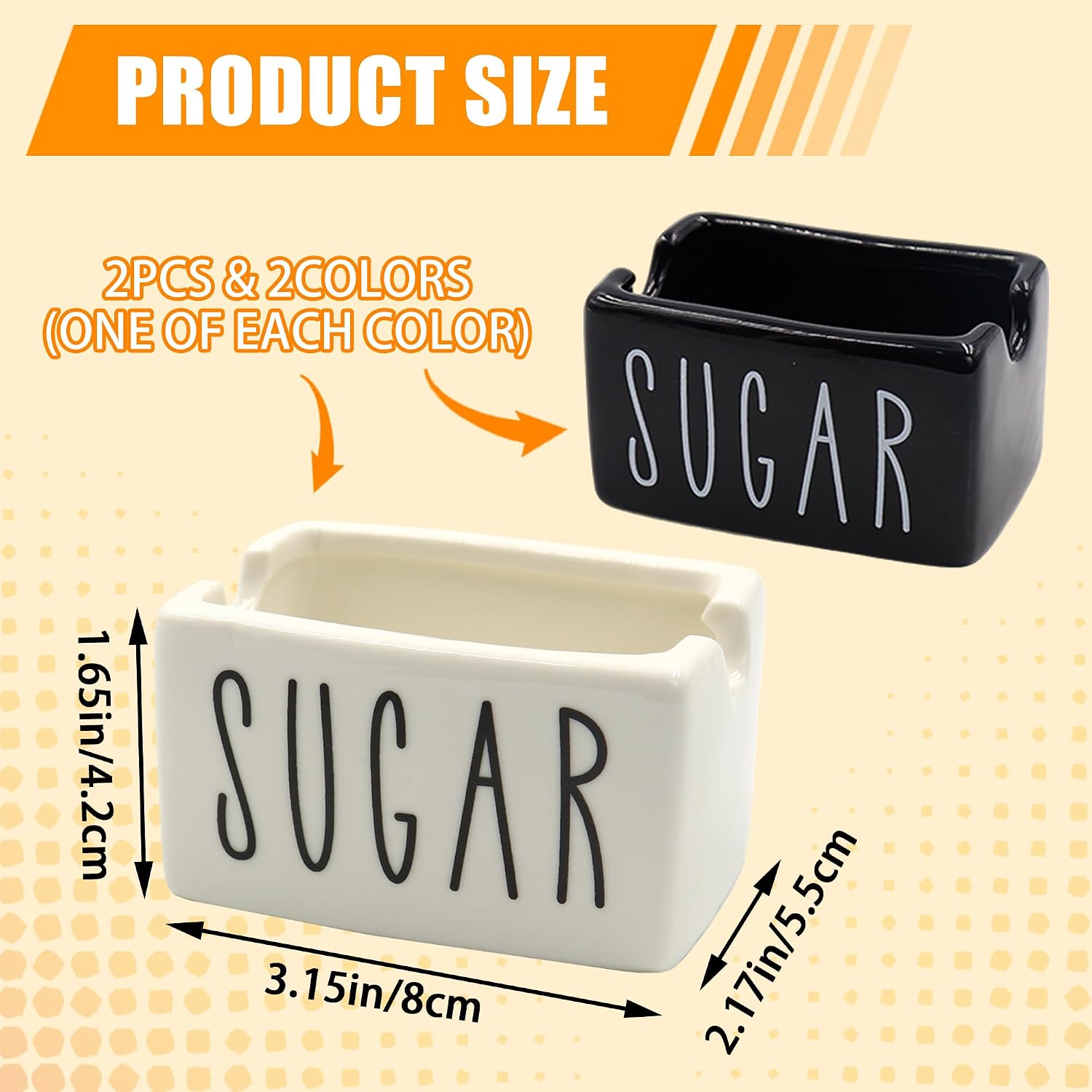 2 Pcs Sugar Packet Holder for Coffee Bar,S Ceramic Sugar Caddy
