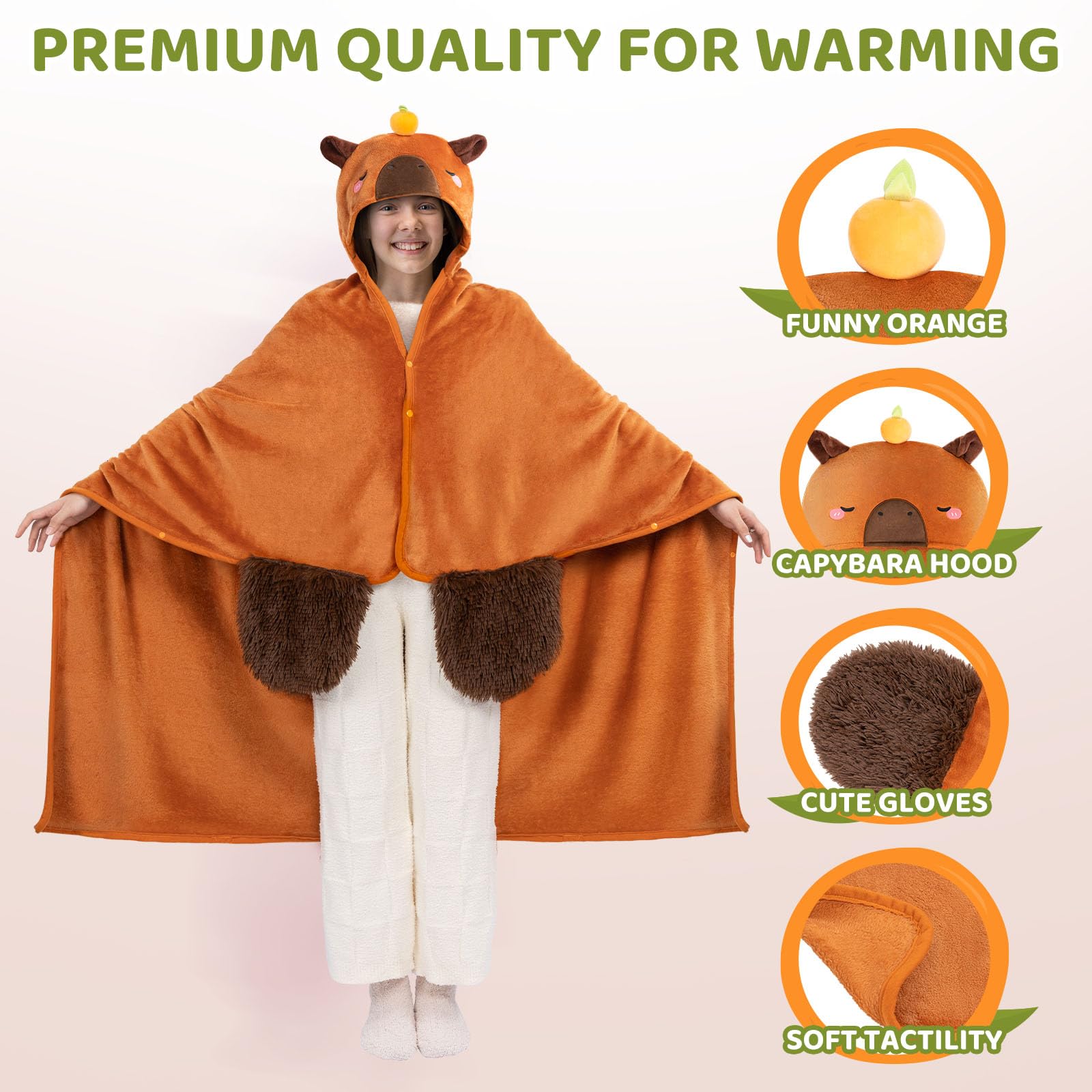 Mewaii Couverture à Capuche en Flanelle Douce, Lavable