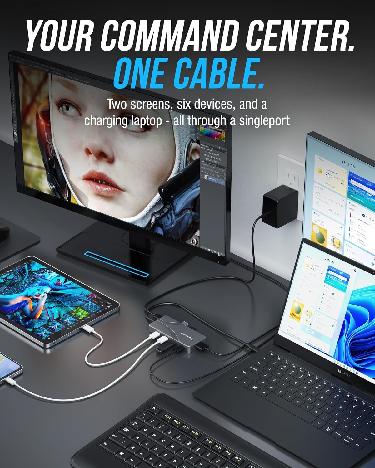 SABRENT OMNIPORT - Hub USB C 7D y Estacion de Acoplamiento