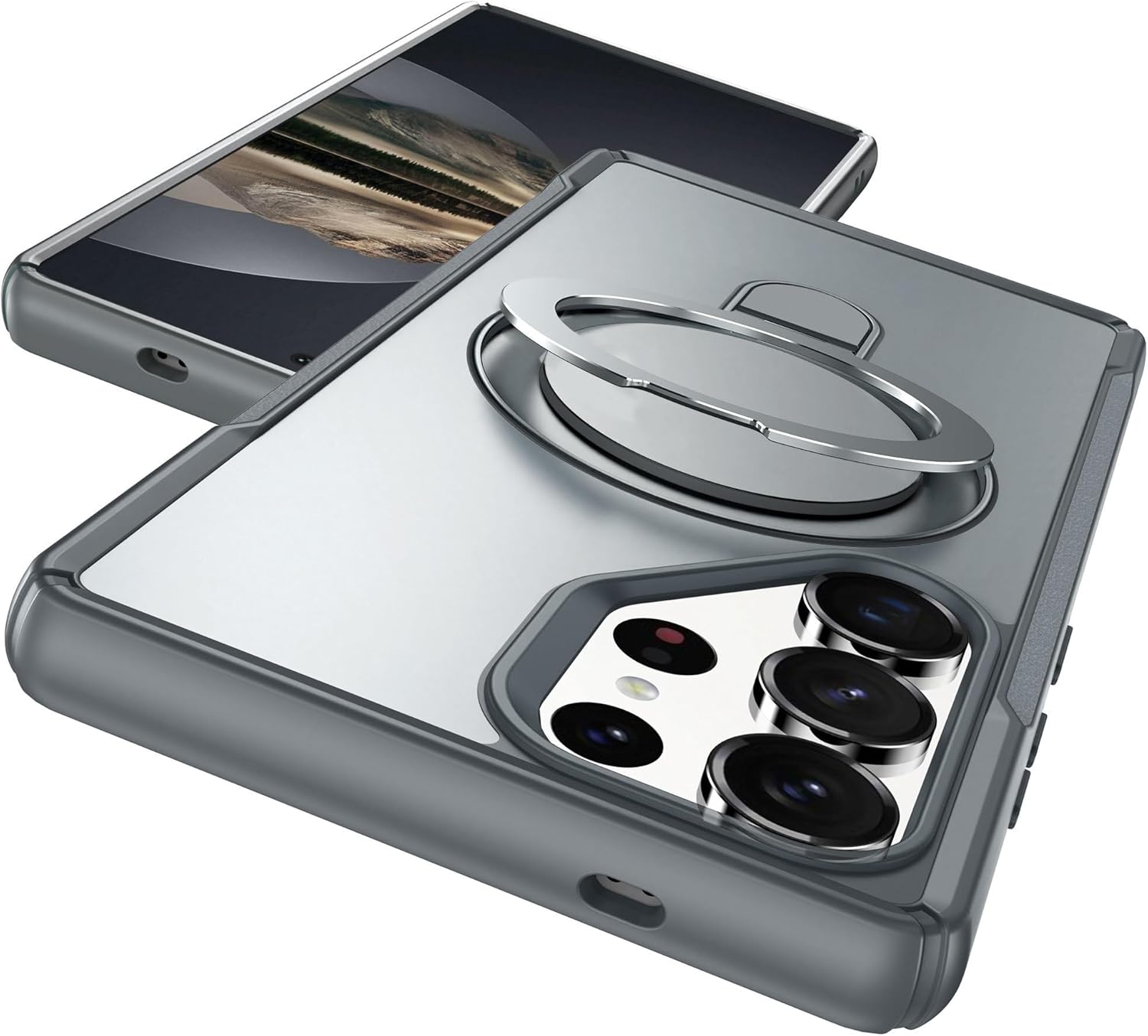 Designed for Samsung Galaxy S25 Ultra Case with Kickstand – Compatible with Magnetic Wireless Charging, Shockproof Protective Case, Grey - Image 2