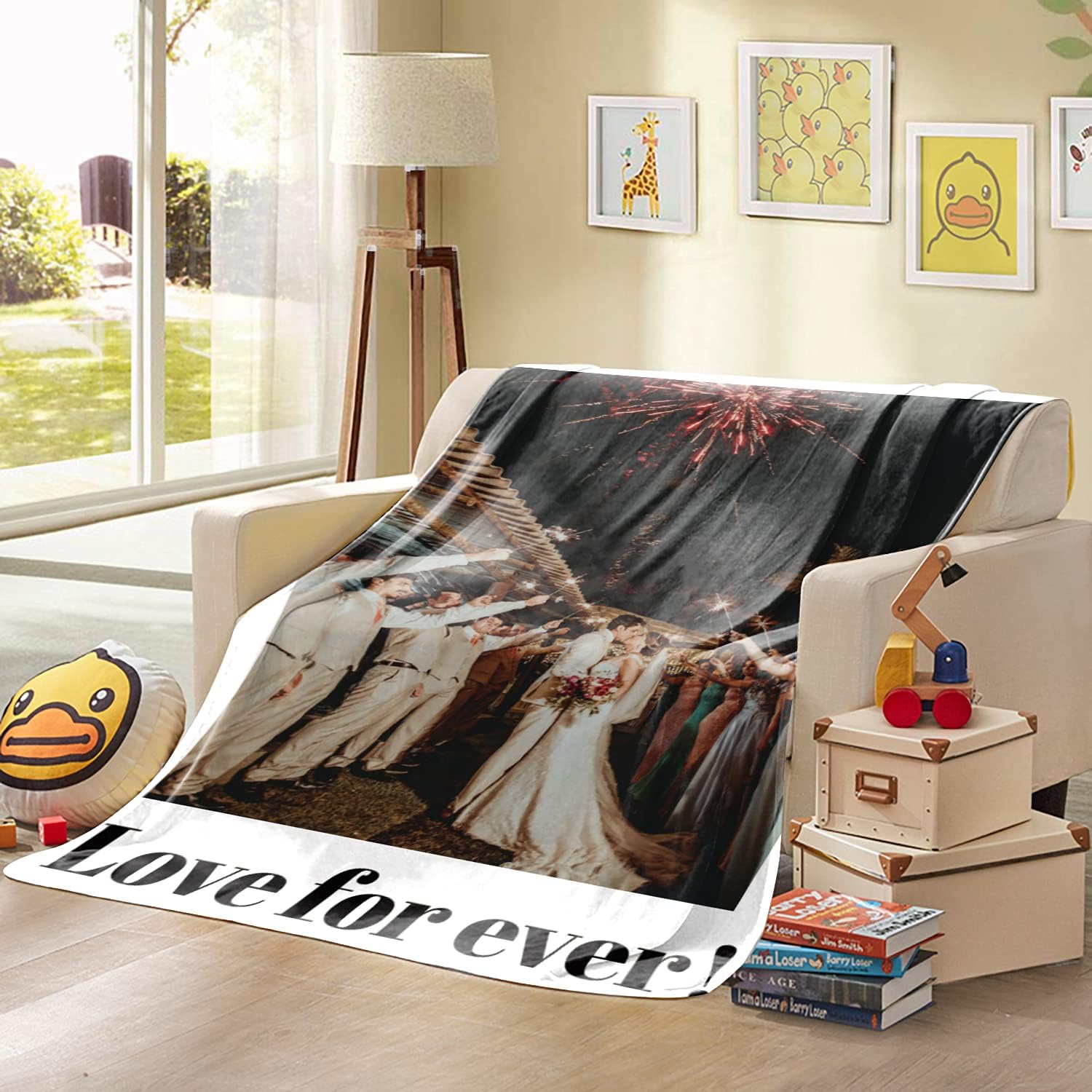 ILPALADINO Custom Blankets for Wedding Anniversary, Customized Phoot Gifts for Marry Day, Personalized Blanket with Picture and Text for Coule (1 Photo Marry, 40"X50")