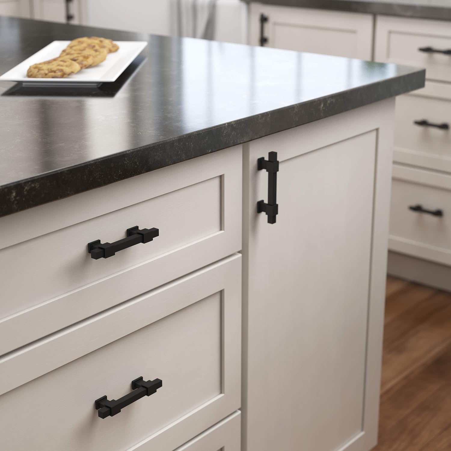 Franklin Brass 5 Pack Matte Black Cabinet Handles Adjustable Drawer Pulls for Kitchen Cabinet Knobs Dressers and Cupboards 1-3/8 to 4 inch (35–102mm) Hole Center | Adjusta-Pull™