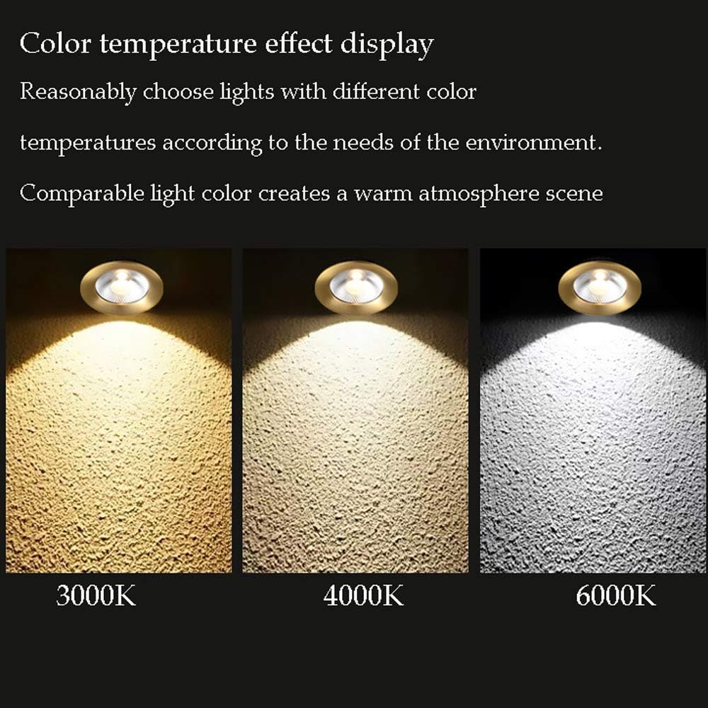 Spots encastrés LED Modernes et épurés 5W, 7W, 9W, 12W, avec diffuseur en Laiton doré, Forme Ronde COB, température de Couleur 3000K/4000K/6000K, pour Usage Commercial,A9w-4000K