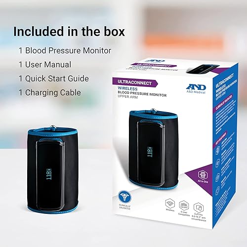Miniatura 7 de A&D Medical UltaConnect - Monitor inteligente de presión arterial para uso doméstico, UA-1200BLE, puño superior del brazo (8.6-16.5 pulgadas8.7-16.5