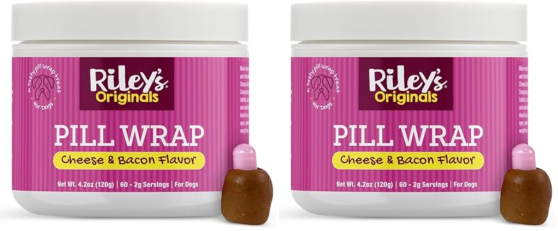 Pasta para Envolver Comprimidos de Cães Riley's Sabor Queijo e Bacon – Pacote com 2