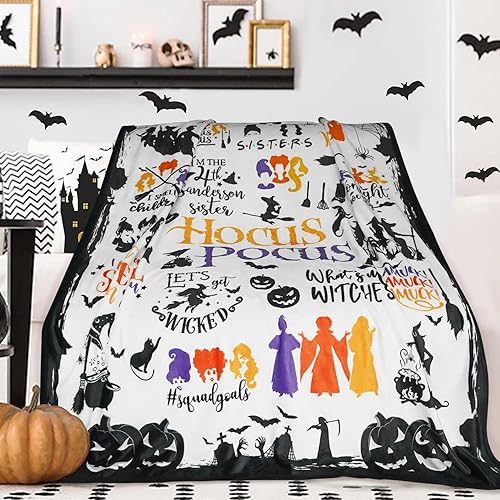 Miniatura 2 de Manta de bruja de Halloween para adultos y niños, de 50 x 60 pulgadas, manta de franela suave de forro polar de Halloween y mantas de decoración