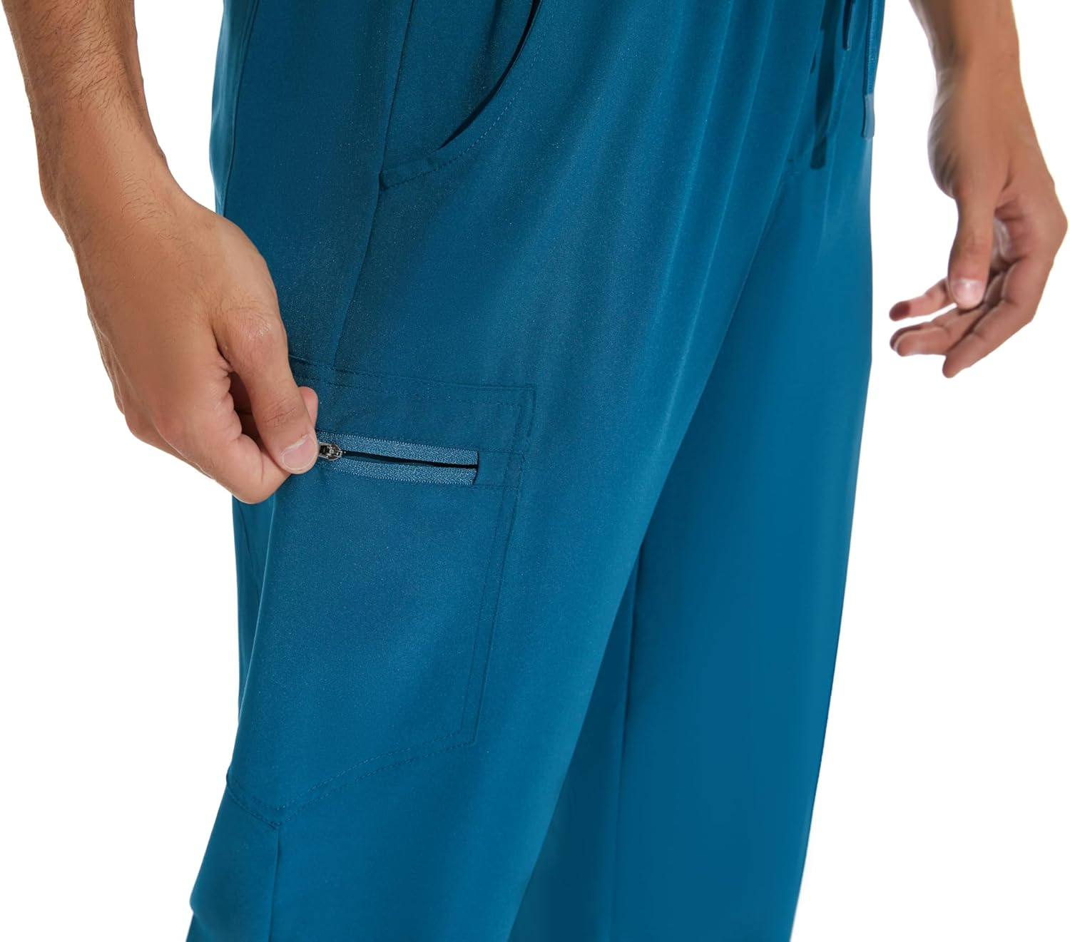 COZYFIT Men Scrubs Set - Stretch V-Neck Scrub Top & Jogger Pant with 8 Pockets, Yoga Waistband, Anti-Wrinkle Scrubs for Men - Image 6