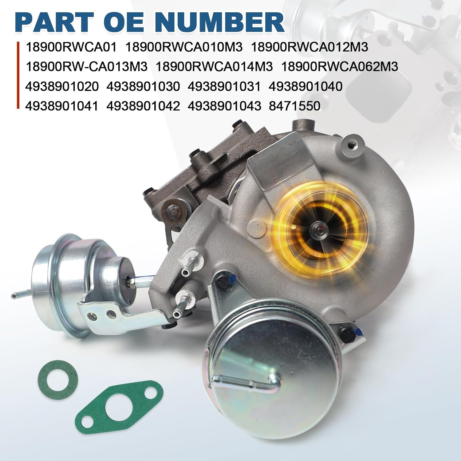 18900-RWC-A01 Turbo Turbocharger Fit for Honda M-DX 2.3L Engine, for Acura RDX K23A1 Engine 2007-2012, with 2300DO-VT.T Enhine Replace #49389-01031 49389-01040 49389-01042 49389-01043
