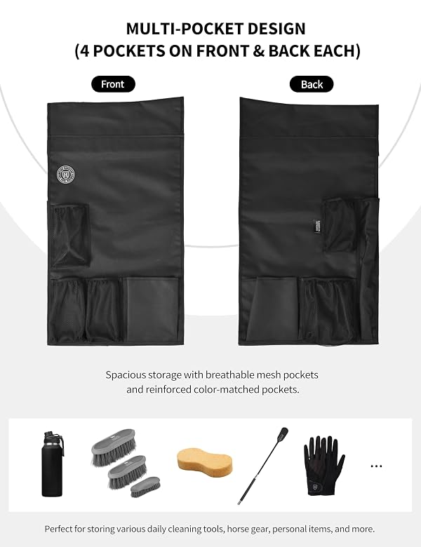 Harrison Howard Horse Saddle Rack Cover with Pockets, Waterproof Saddle Storage Cover & Horse Tack Organizer, Saddle Rack Protection for Barn, Trailer & Travel（Saddle Rack not Included）-Black by Harrison Howard - Image 2