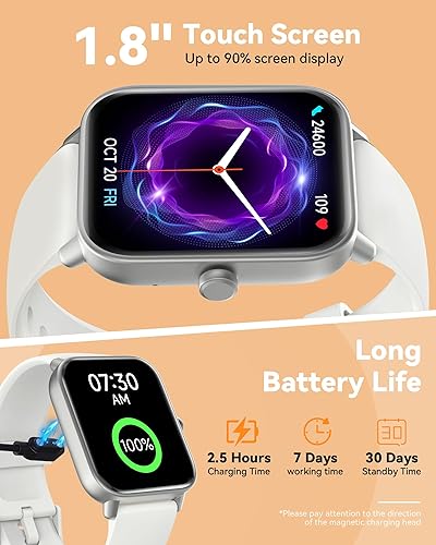 Miniatura 7 de Relojes inteligentes para mujeres y hombres, reloj de seguimiento de actividad física de 1.8 pulgadas con llamada Bluetooth, recordatorio de texto y