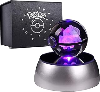 Herefun 3D Sfera di Cristallo, Cristallo Incisa al Laser con Confezione Rmbini e Regalo di Natale Contemporaneo - Bulbasaur