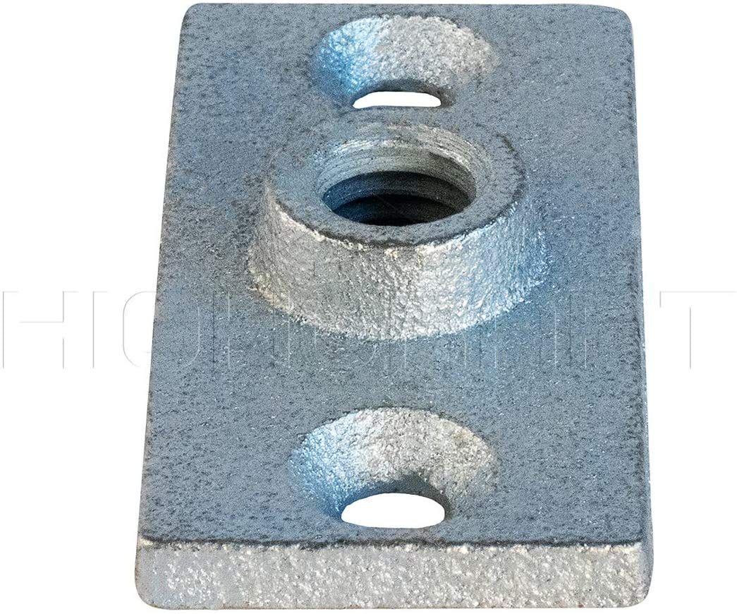 Highcraft PLTG38-20 Brida de techo; placa de suspensión para varilla roscada de 3/8 pulgadas (no tubería), para fontanería DYI y decoración industrial, 1-3/8 de ancho x 3-5/16 de largo, hierro