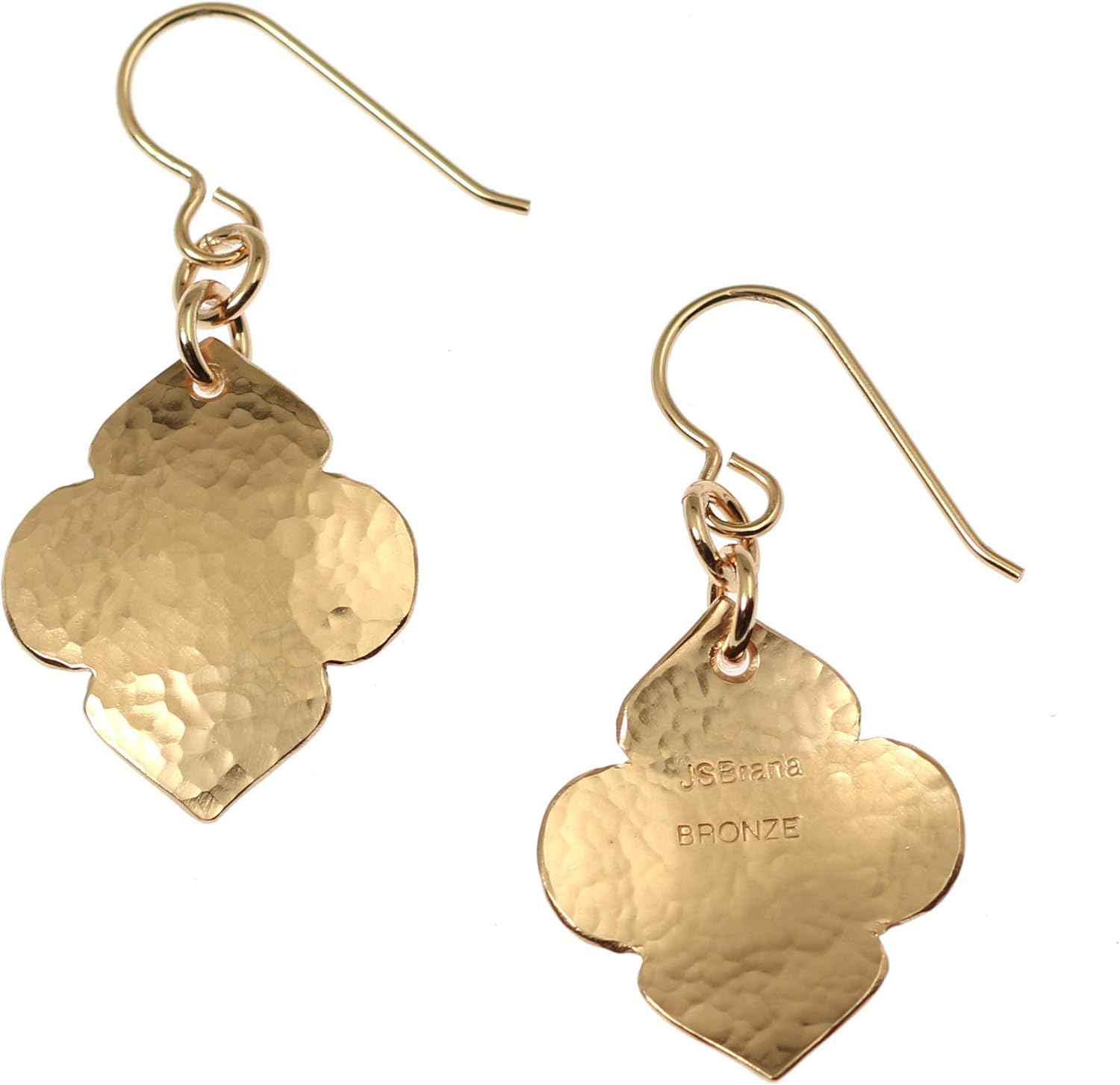 Hammered Bronze Quatrefoil Drop Earrings - Image 4