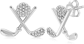 SmileBelle Golf Earrings for Women, Sterling Silver Golf Gifts for Stocking Stuffers, Hypoallergenic Golfer Accessories as Ladies Christmas Gifts Sport Earrings as Golfer Jewelry for Daughter Mom