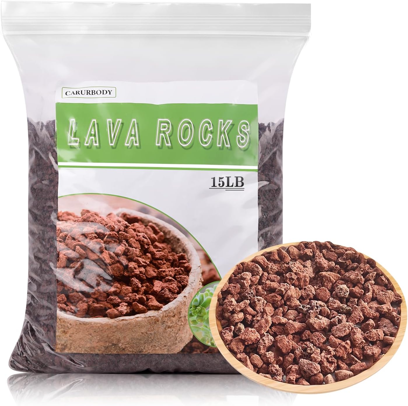 Lava Rocks for Plants -100% Pure Volcanic Rock No Dyes or Chemicals-Best Lava Stones Top Dressing for Cacti Succulents Plants,Bonsai (Red, 15LBS)