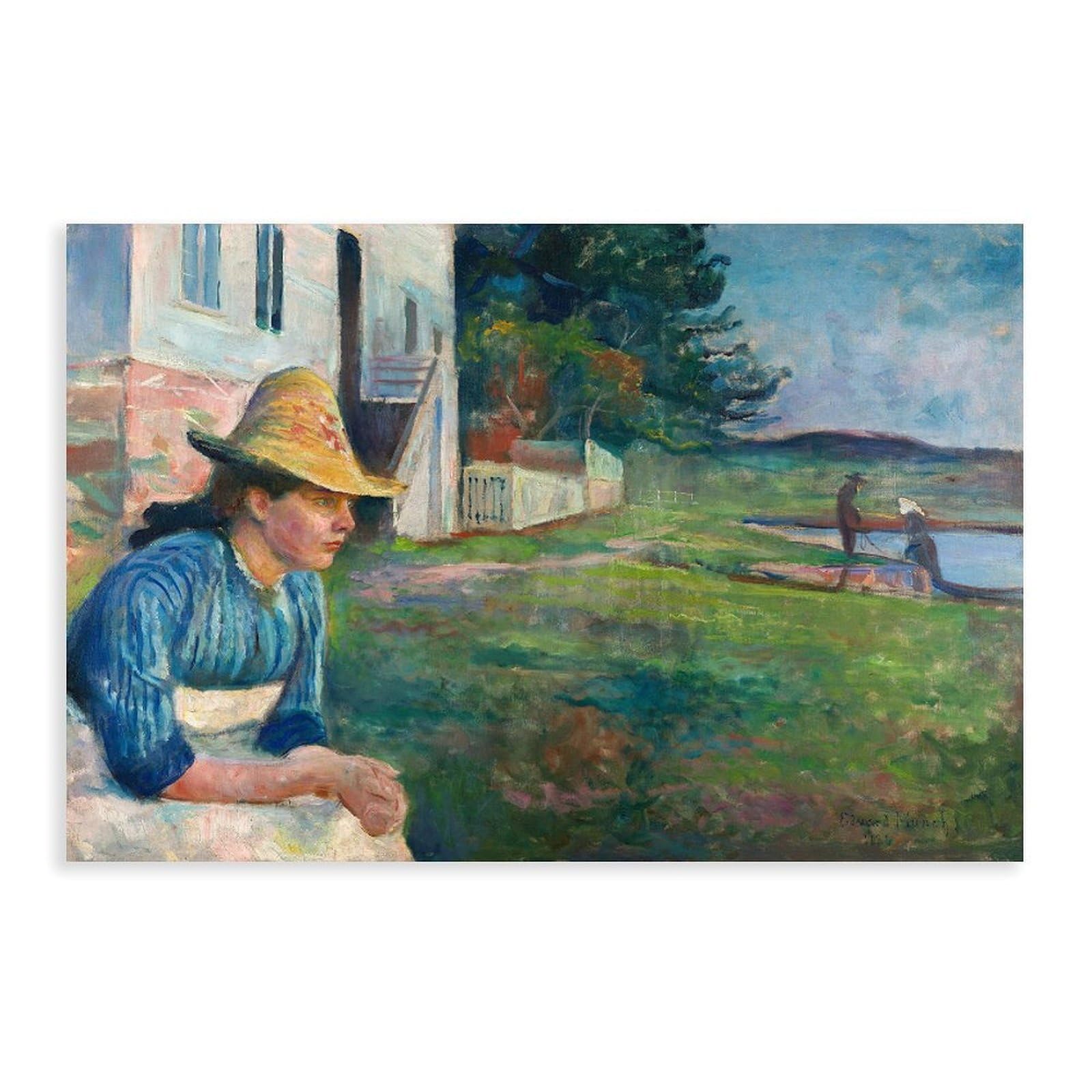 DFJyjFGJJ Munch Edvard,Evening,Portrait of A Woman in A Hat Canvas Posters Wall Art Bedroom Office Room Decor Gift 24" L X 36" W