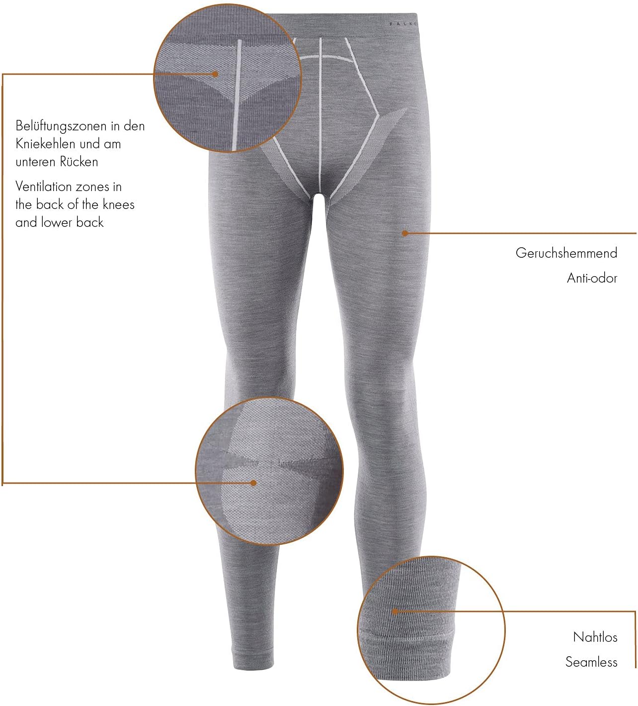 FALKE Men's Wool Tech. Long Base Layer Bottom, 1 Pair