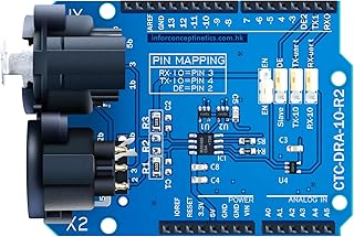 CQRobot DMX Shield MAX485 Chipset Compatible with Arduino Motherboard (RDM Capable), with XLR 3-Pin Male/Female Connectors, Device into DMX512 Network, LED/Music Remote Device Management Capable.