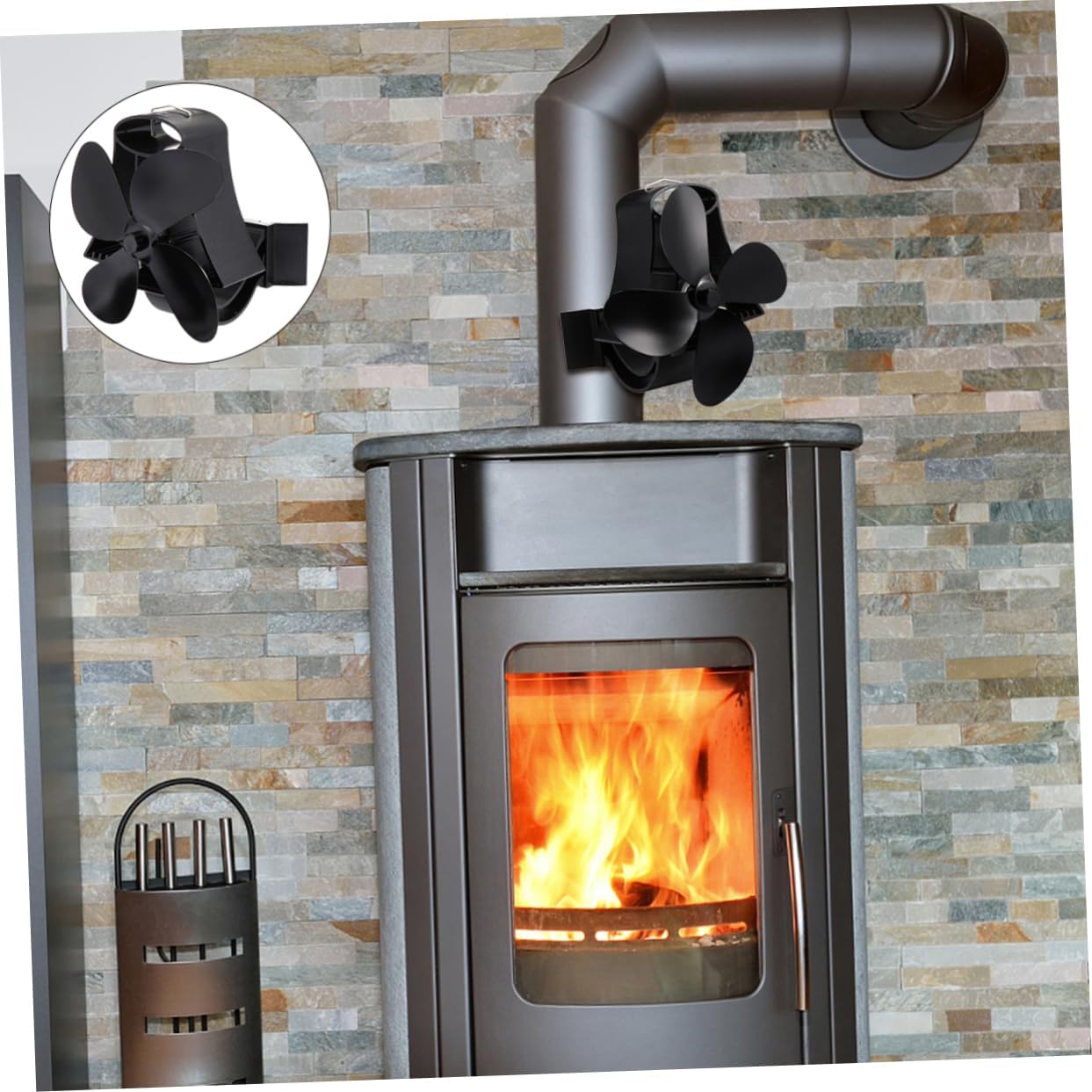 Cabilock 1pc Heat Powered Stove Fan Thermal Power Fireplace Fan Blades Silent Increases Airflow Comfort for Burning Stoves