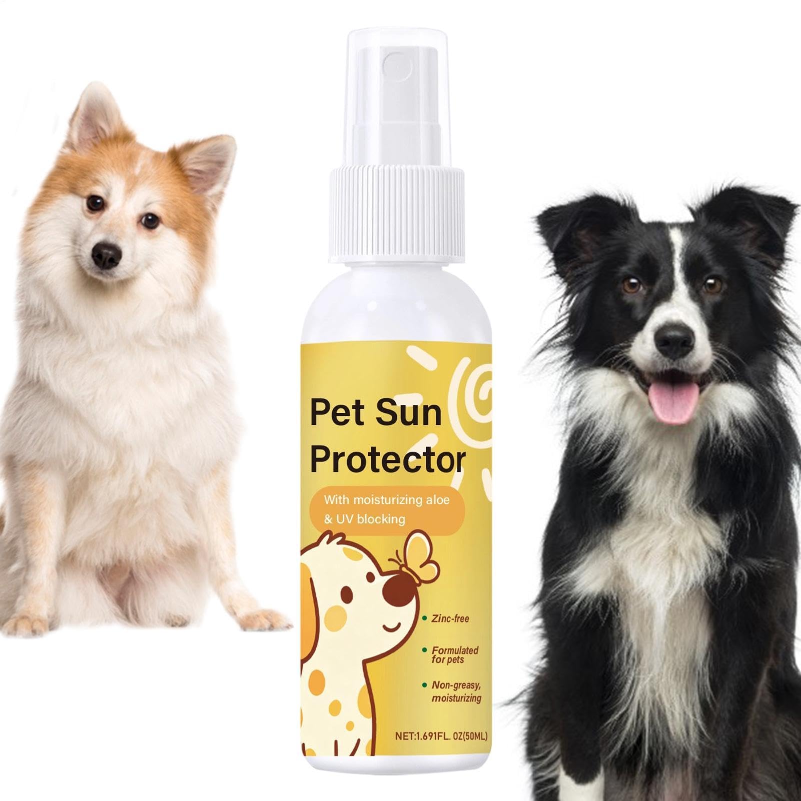 Dog Sunscreen - 50ml Moisturizing Dog Safe Sunscreen Spray | Water-Resistant UVA & UVB Sun Protection | Sun Shides for Outdoor Beach Dogs Cats Pet Nose Body Face Moisturizing