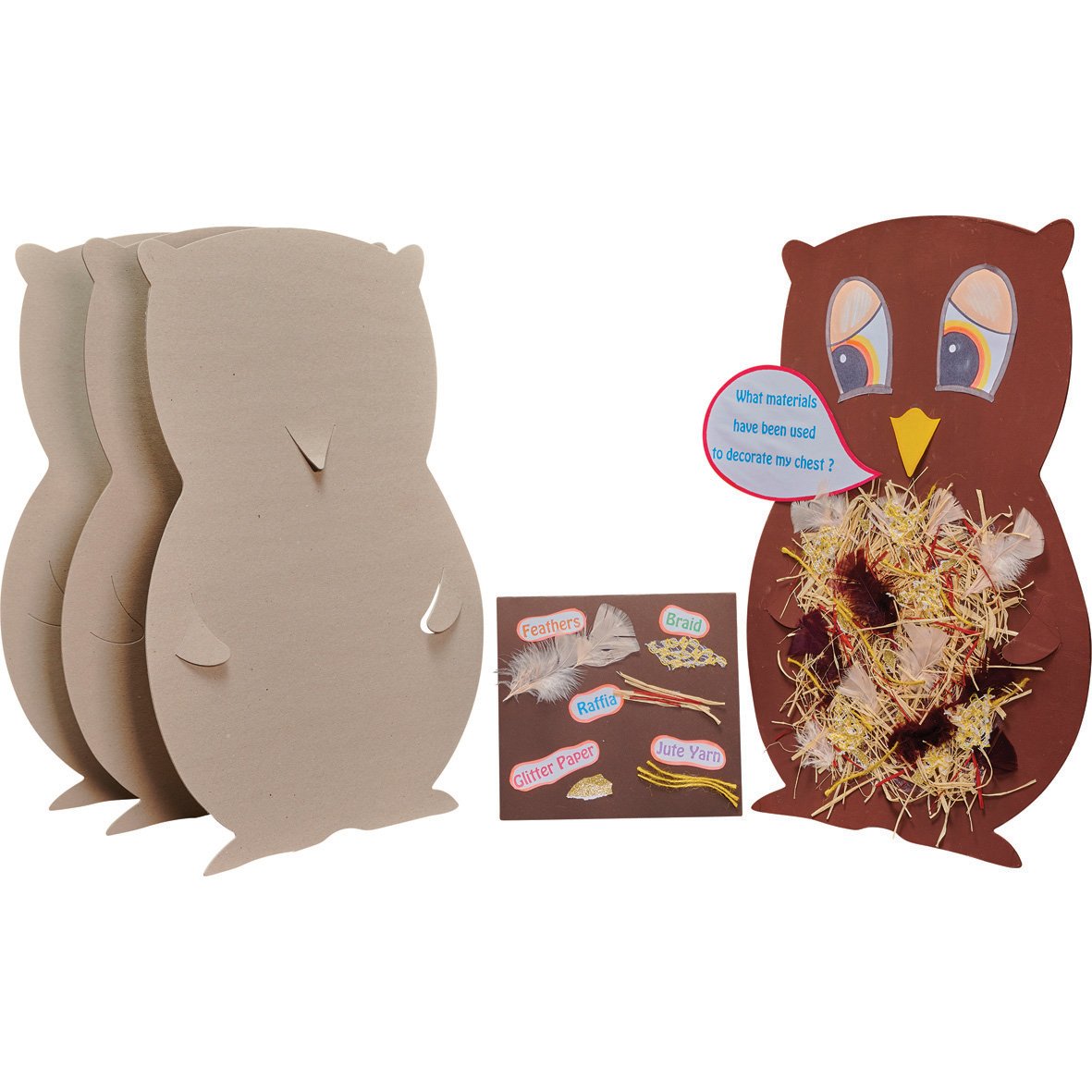 Springboard Giant Greyboard Owl Shapes for Classroom Display, Pre-Cut Card Shapes