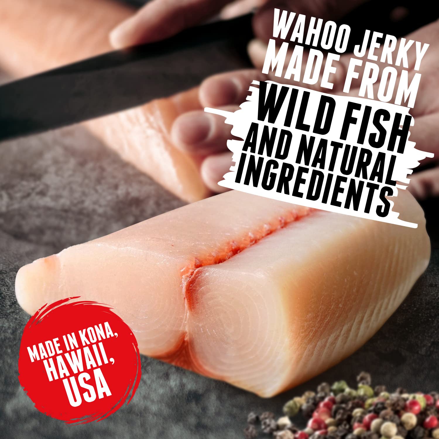 Island Citrus Wahoo Ono Fish Jerky - Zesty Umami Flavor - Artisan Crafted - Gourmet Dried Fish Strips Rich in Omega-3 & Protein - Low-Calorie Seafood Snack with Low Sodium & Sugar - 2 Ounce (3 Pack)