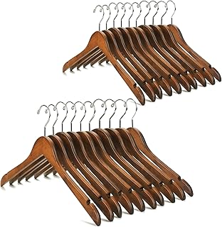 Nature Smile 20 Pack High Grade Lotus Wooden Hangers Wood Shirt Hangers,Dress Coat Jacket Clothes Hangers,with Extra Smooth Finish, 360 Degree Swivel Hook(Retro)