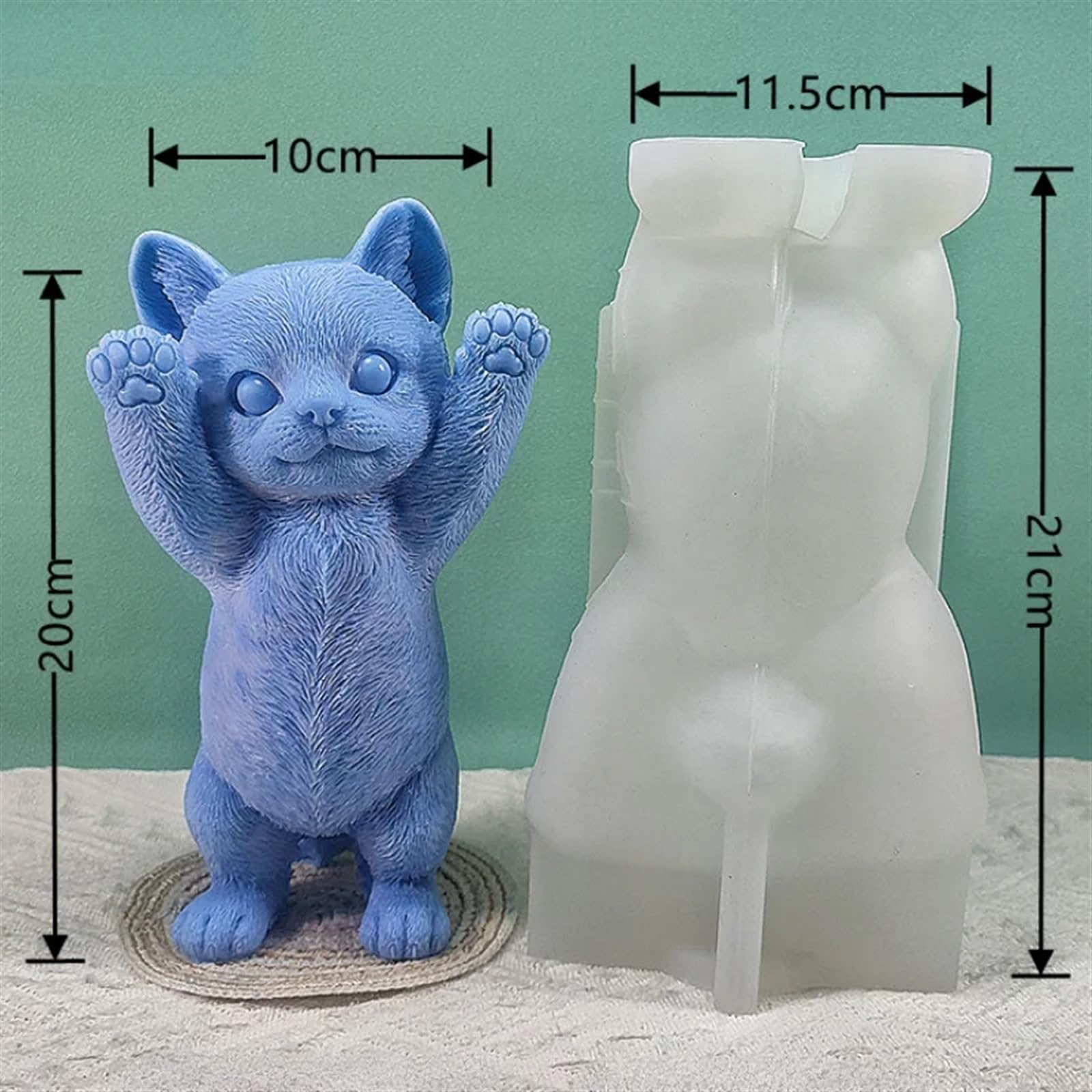 Moule à bougie en silicone en forme de chat grand et mignon, support DIY, outil fabrication résine savon pour animaux de compagnie, moule pour gâteau chocolat, poupée plâtre (A)