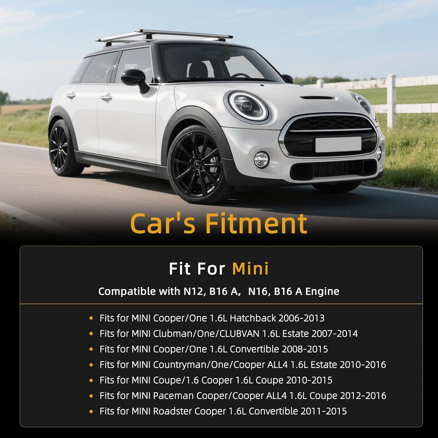 Engine Rebuild Kit, Piston+Connecting Rod + Main Bearing +Head Gasket with Bolt Set, for Mini Cooper Coupe Clubman Paceman 06-16, 1.6L L4, Engine: N12, B16 A, N16, B16 A, HS26453PT ES72451