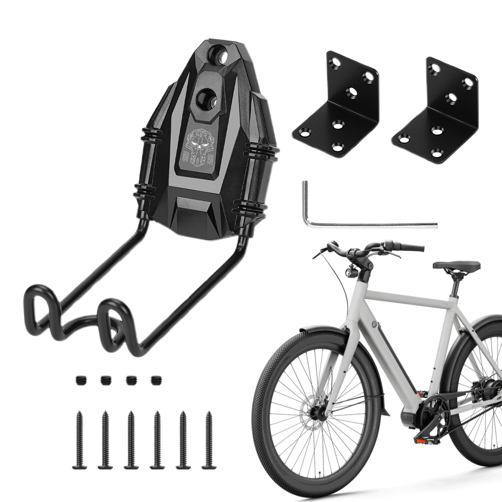 Soporte mural para bicicleta por pedal de acero negro