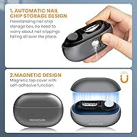 Vista 4 de Electric Nail Clipper: 3-in-1 Automatic Fingernail Trimmer, Polisher & Clip Storage with LED Light, USB Rechargeable & 2 Speed Gears Automatic