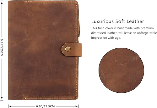 Miniatura 2 de Robrasim Funda de cuero para cuaderno Steno de 6 x 9 pulgadas, funda de cuero compatible con almohadillas Steno en espiral de 6 x 9, organizador de