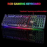 Vista 2 de RGB Gaming Keyboard and Colorful Mouse Combo,USB Wired LED Backlight Gaming Mouse and Keyboard for Laptop PC Computer Gaming and Work,Letter