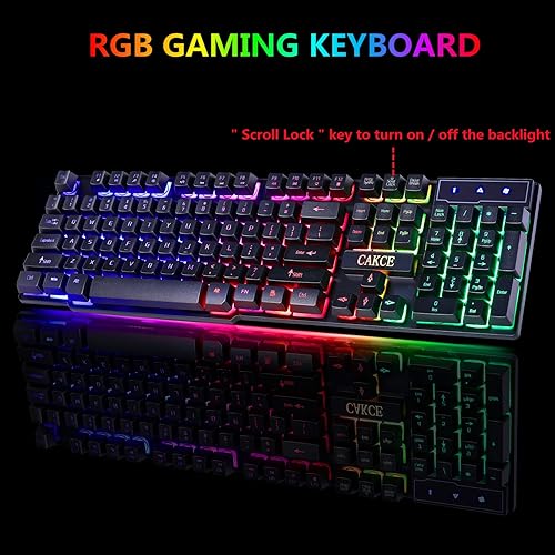 Miniatura 2 de RGB Gaming Keyboard and Colorful Mouse Combo,USB Wired LED Backlight Gaming Mouse and Keyboard for Laptop PC Computer Gaming and Work,Letter